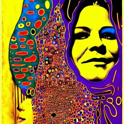Psychedelic Portrait of Janis Joplin in Expressionist Style