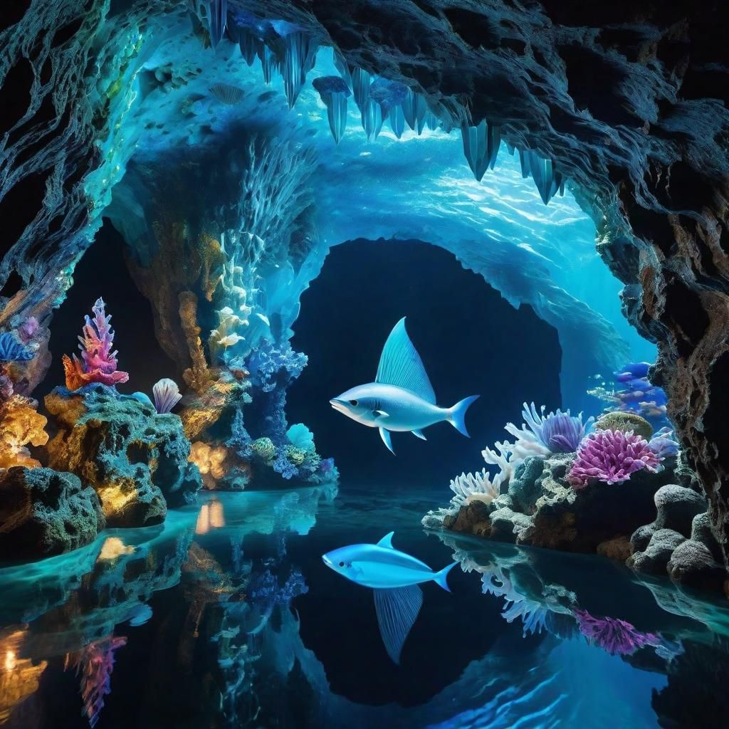 Aquamarine Crystal Grotto: A Fantasy Underwater Epic