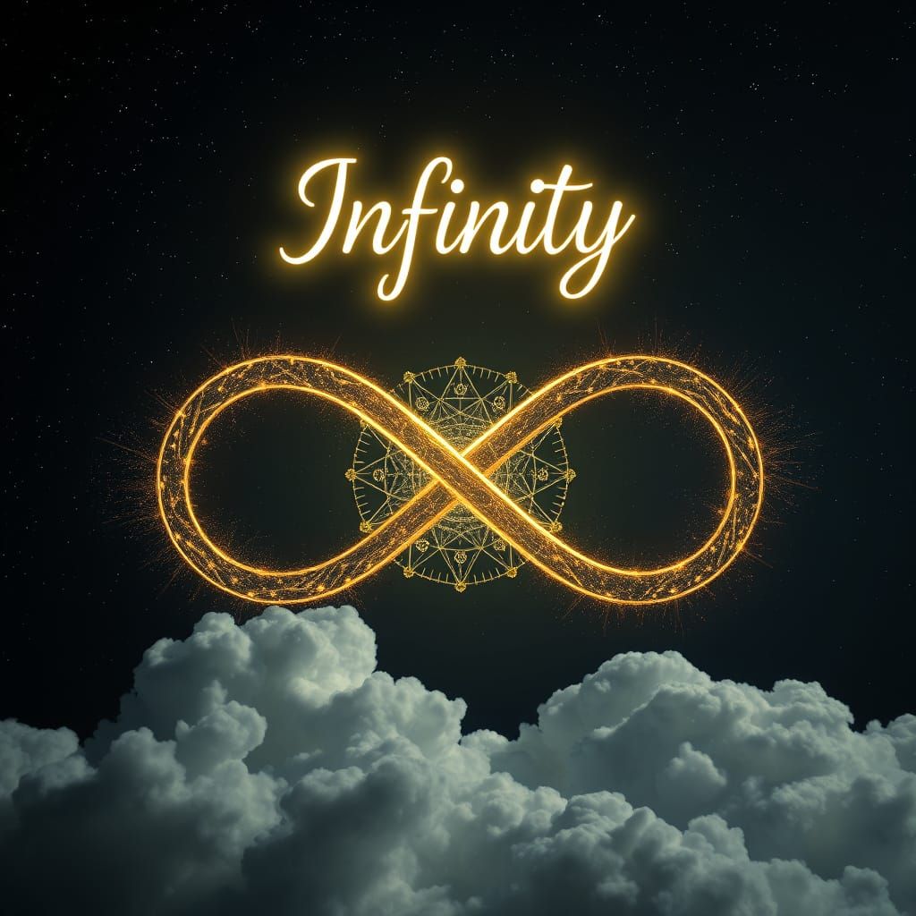 Surreal Infinity Symbol in a Celestial Landscape