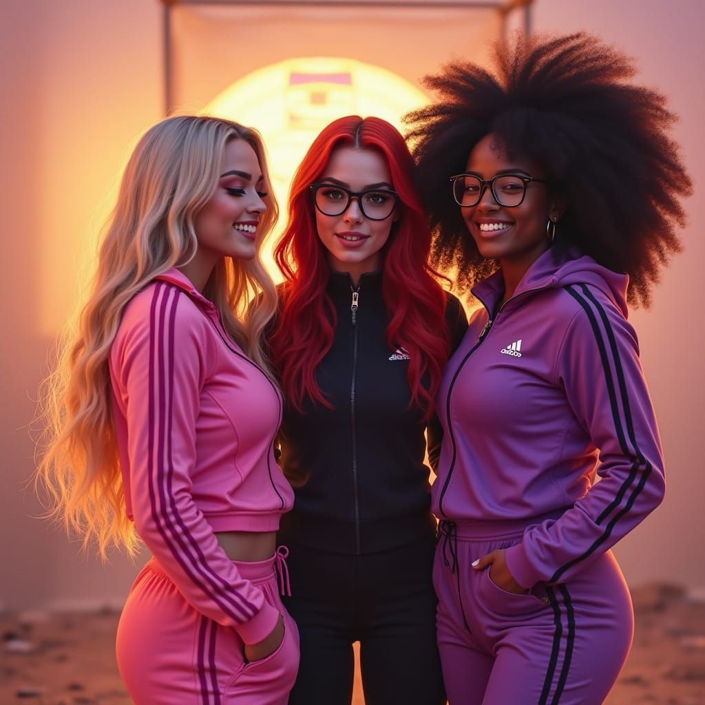 Cyberpunk Goddesses Throw Axes in Vibrant Neon Glow