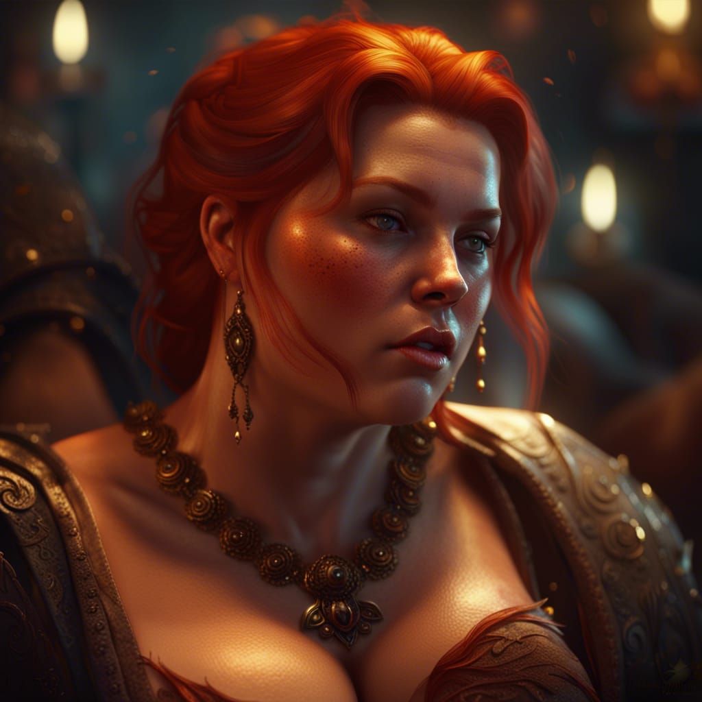 Fantasy Art: Redhead Women in Dark, Detailed Style