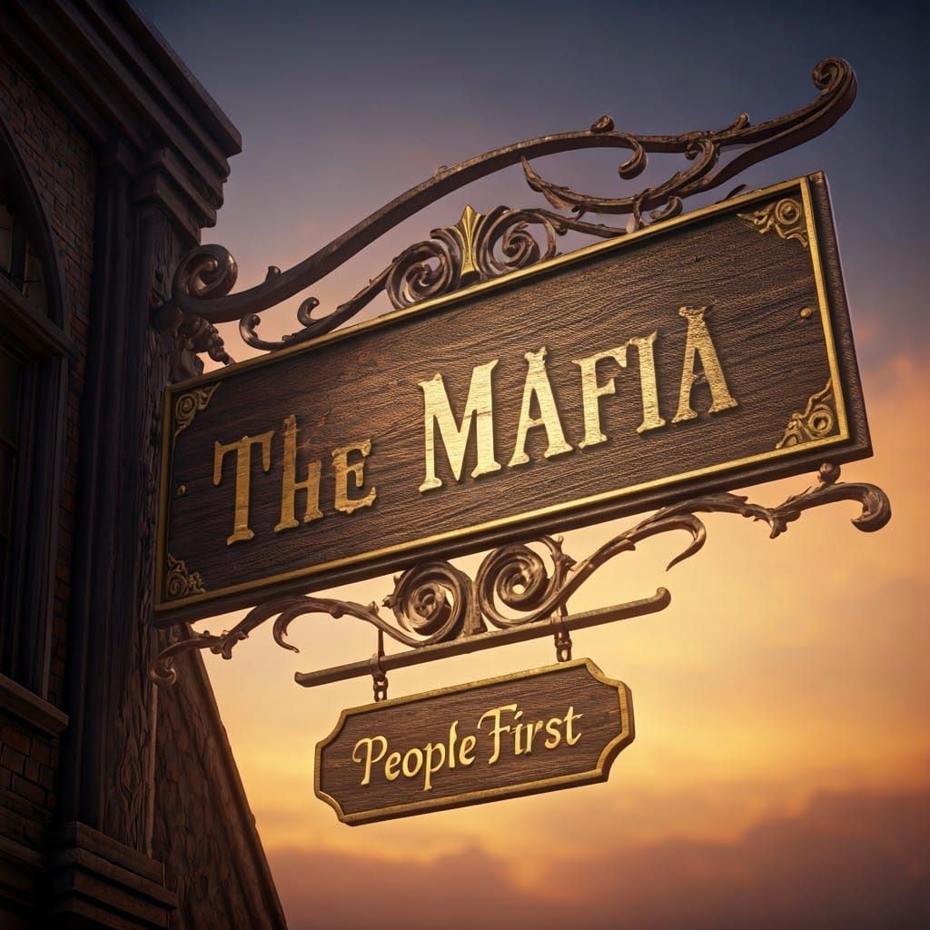 Mafia Shop Sign with Elegant Distress