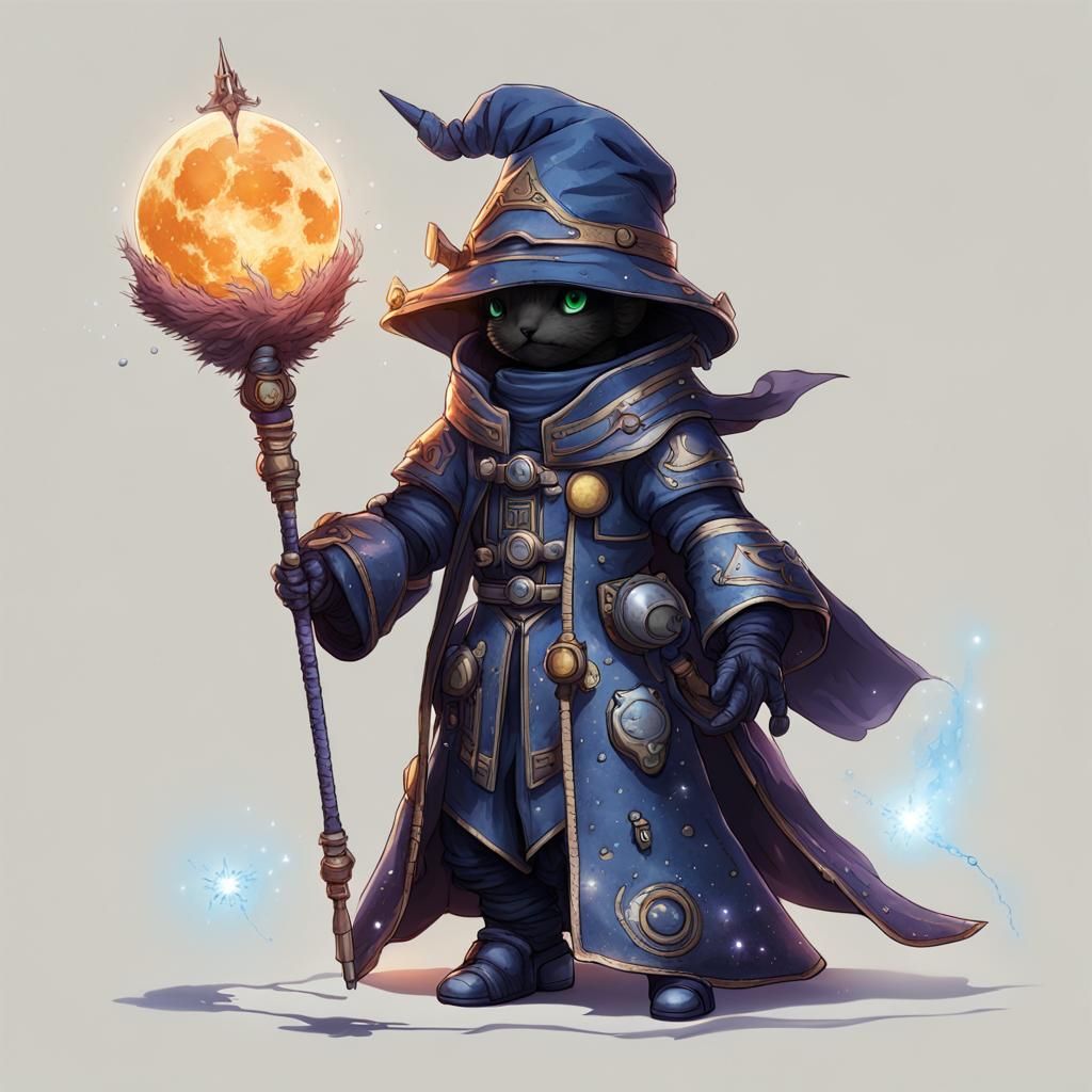Black Mage Doll in Spacesuit Fantasy Illustration