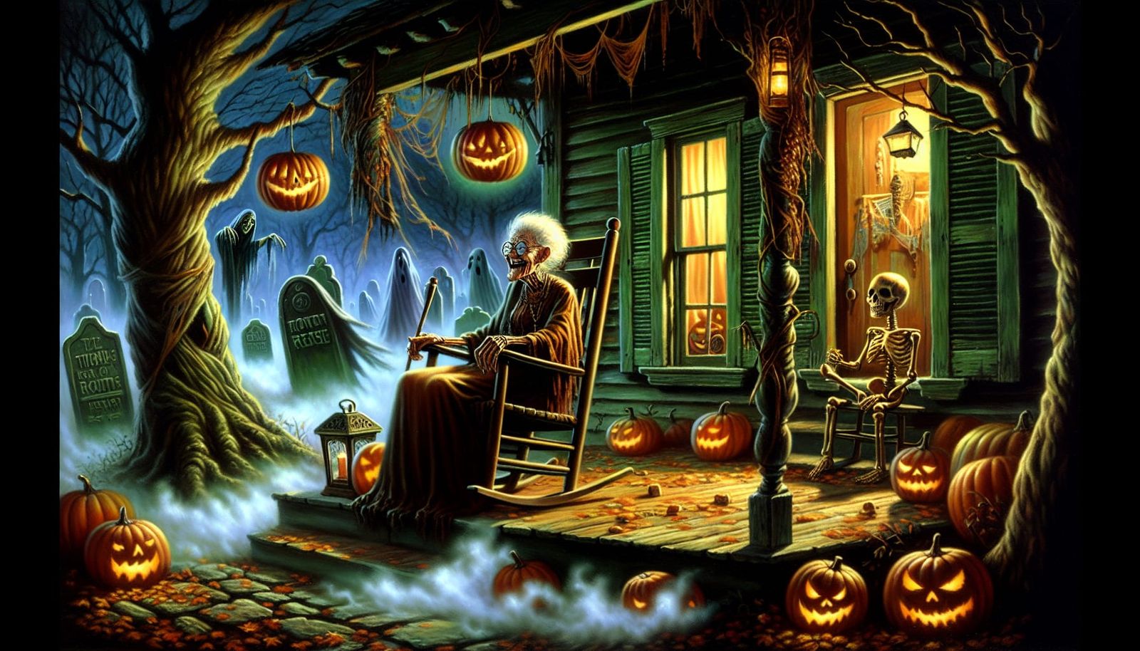 Spooky Halloween Witch Scene in Studio Ghibli Style