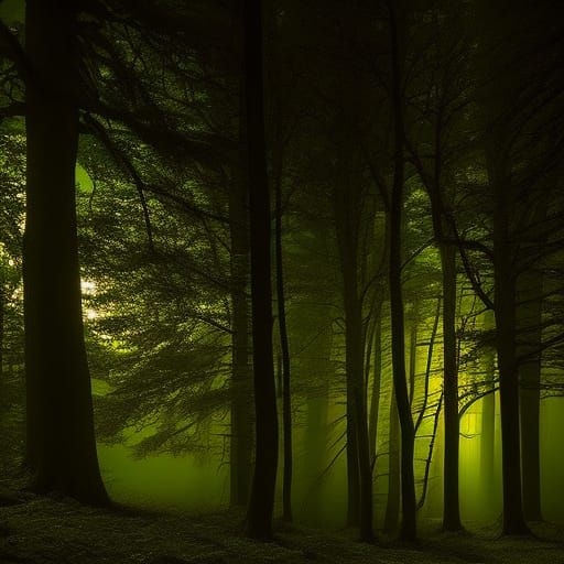 Moonlit Forest Dell with Fairies in Sinister Style