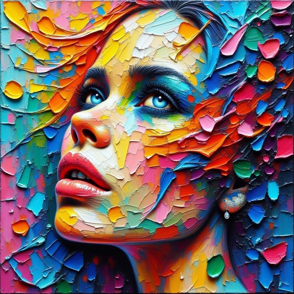 Ethereal Portrait in Impasto Oil and Acrylic