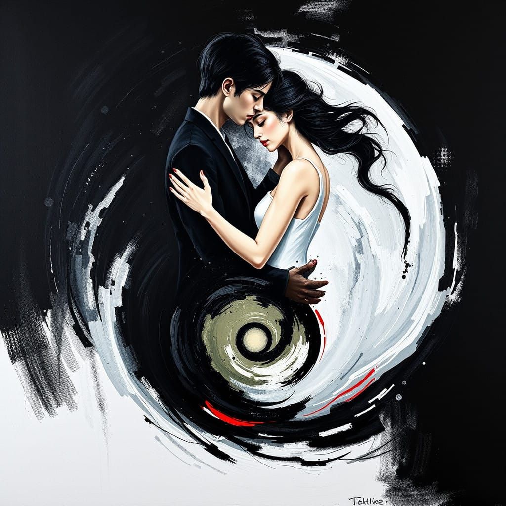 Harmonious Union in Neo-Expressionist Oil Painting