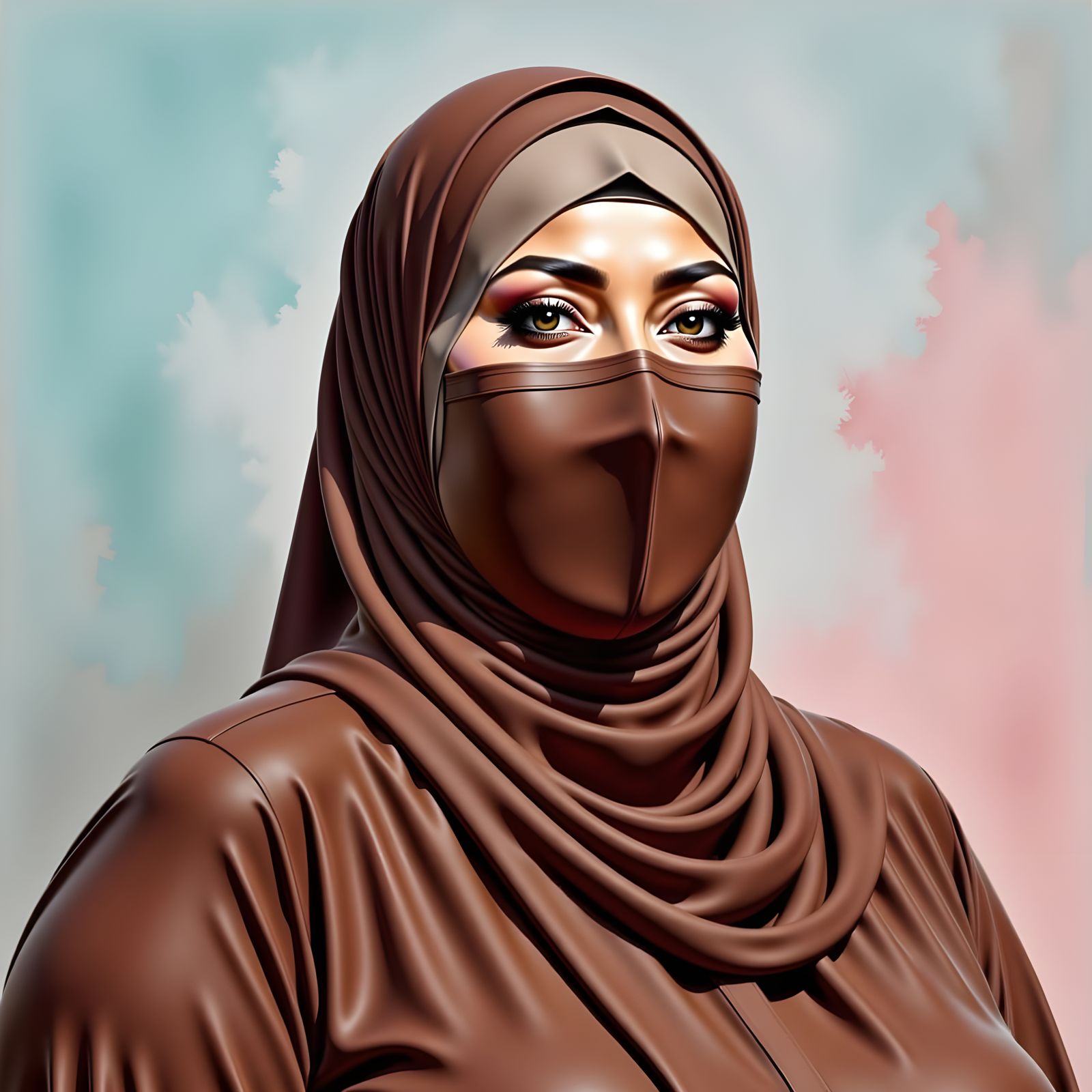 Portrait of Woman in Hijab and Mask