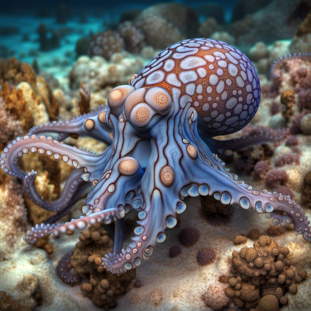 Tropical Blue-Ring Octopus in HDR IMAX Render