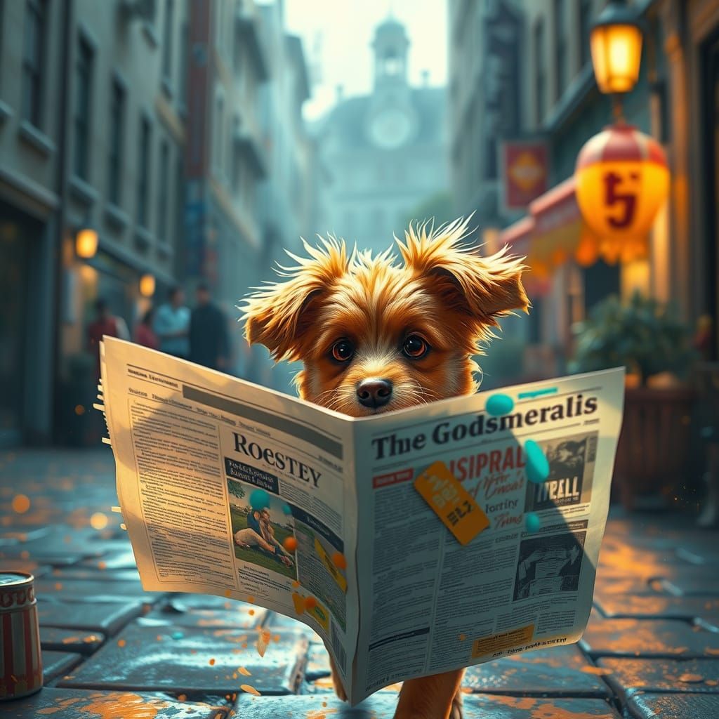 Cute Dog Delivers Morning Newspaper in Stunning 8k Concept A...