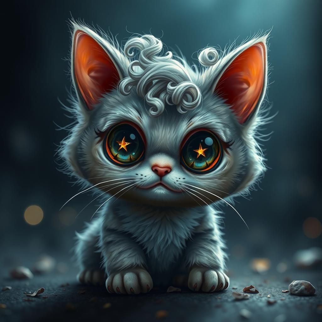 Charming Alien Cat with Starry Eyes