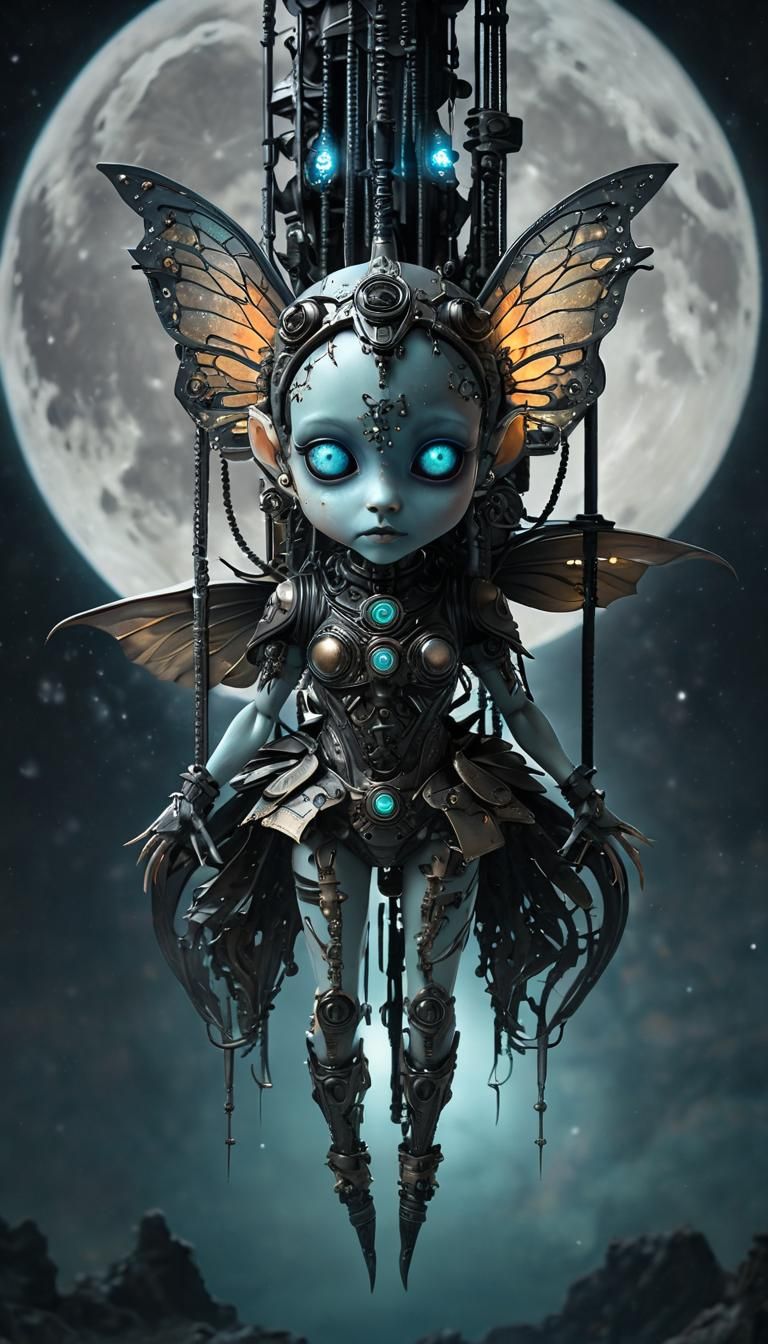 Cyberpunk Fairy Alien in Post-Apocalyptic Dreamscape