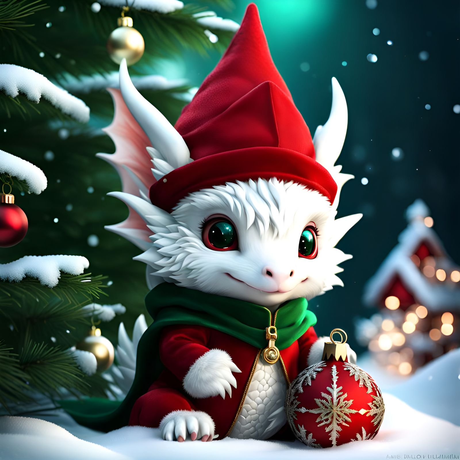Adorable Chibi Dragon in Elf Costume