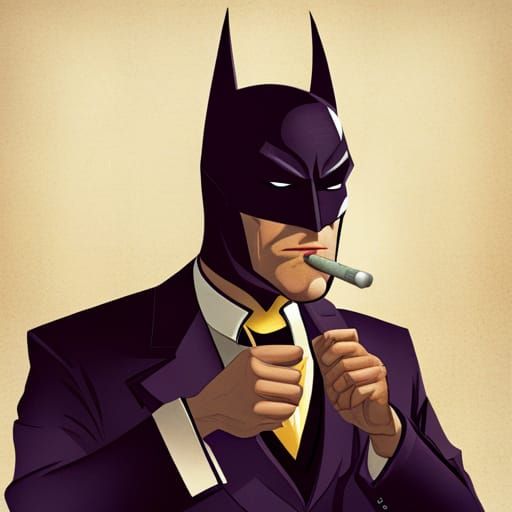 Batman Smoking Cigarette in Noir Style