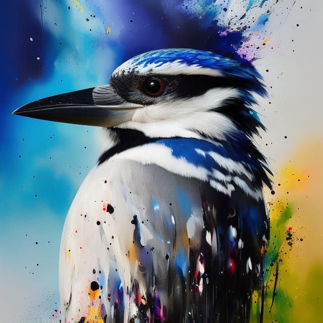 Kookaburra with Paint Burst Effect by Jeremy Mann