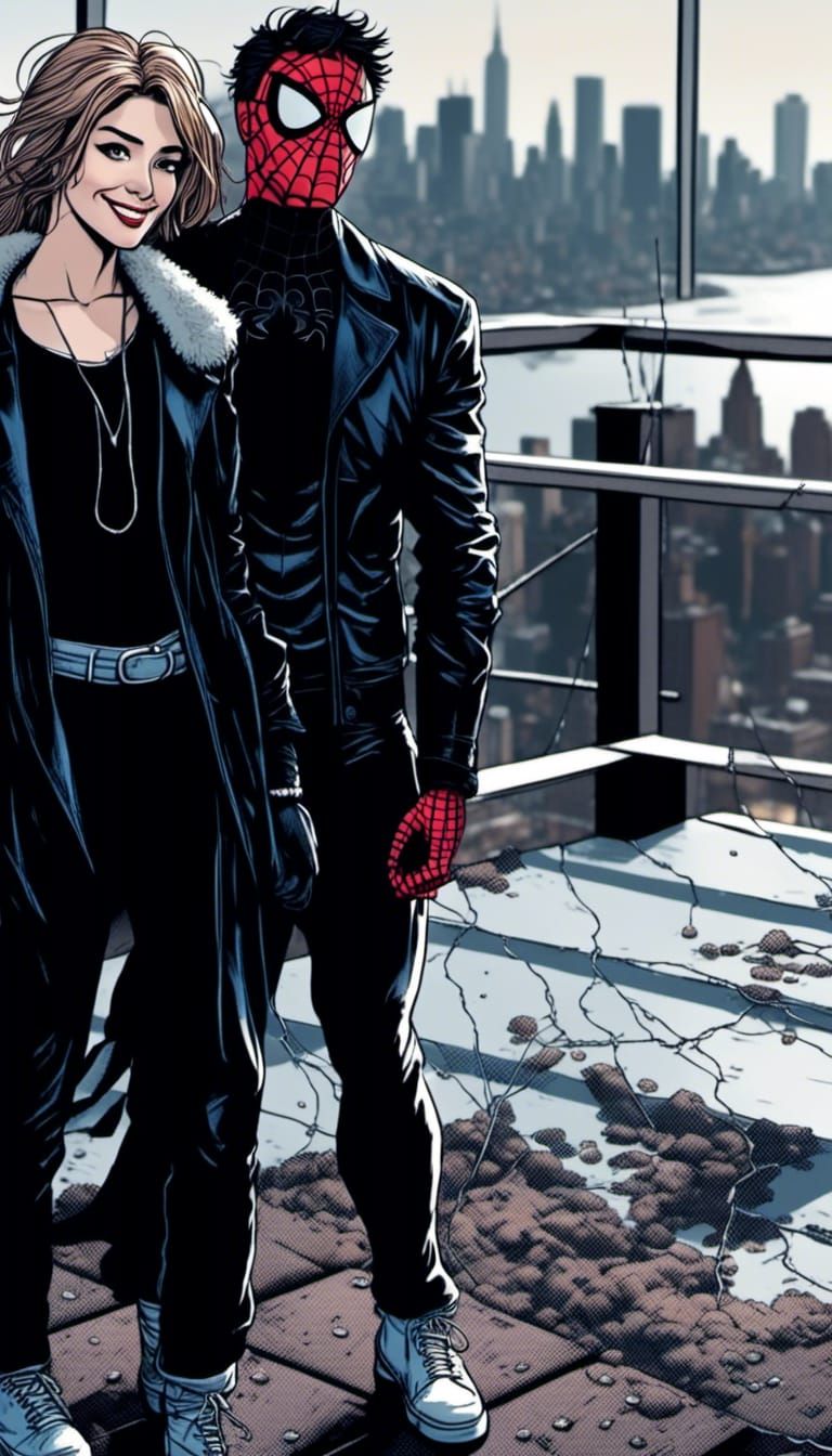 Spiderman and MJ Comic Book Couple in New York