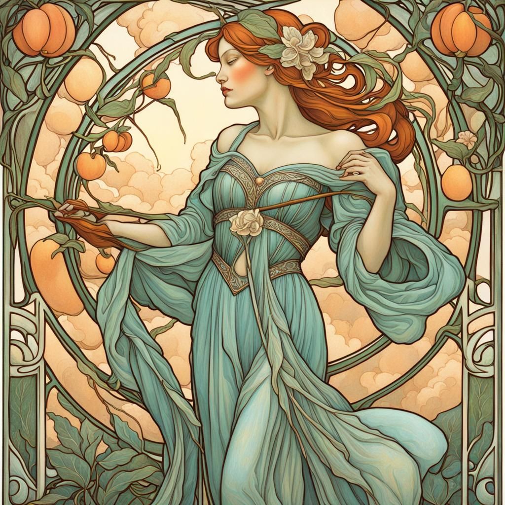 Georgia Peach State in Art Nouveau Style