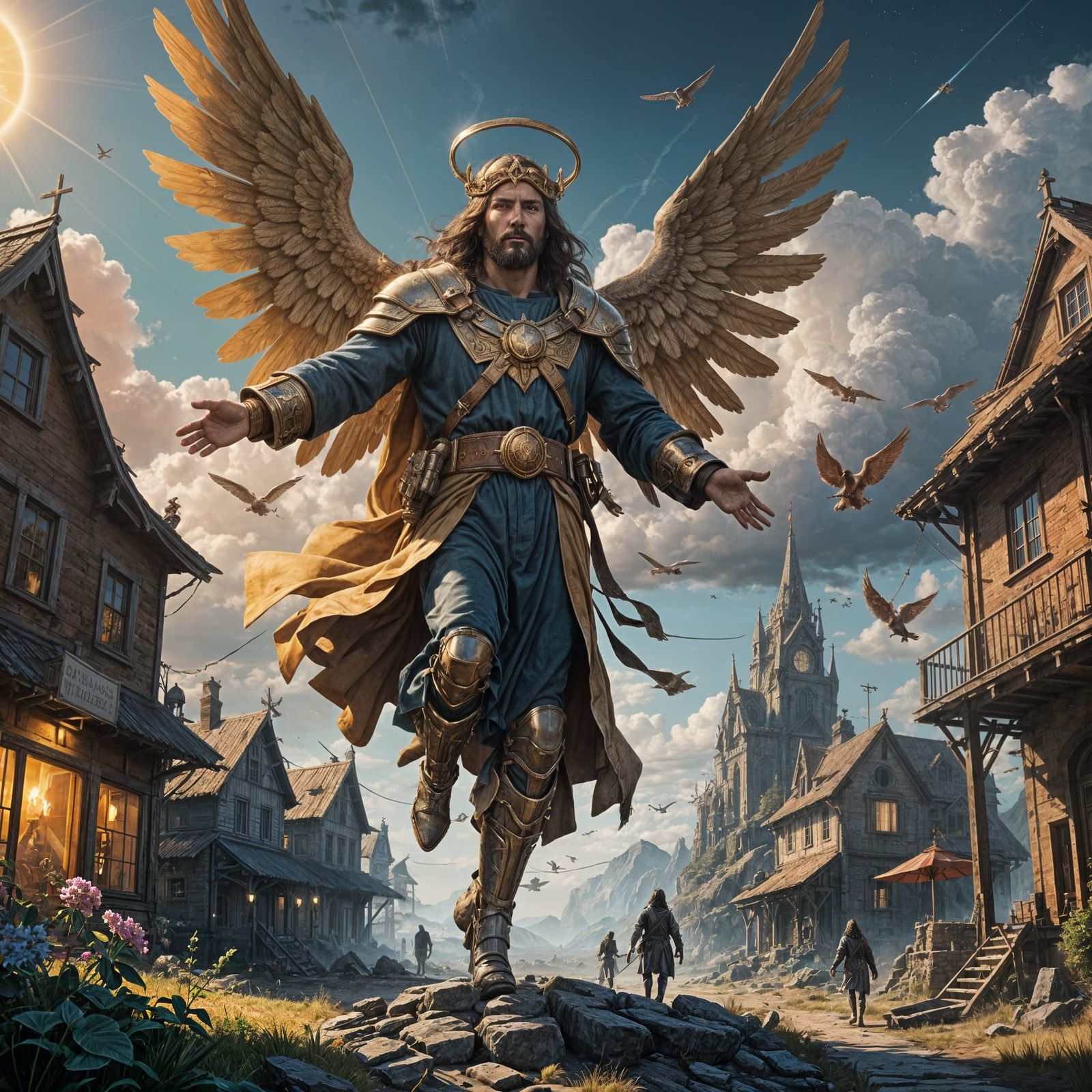 Jesus Ascends Amongst Heavenly Hosts in Vibrant Fantasy