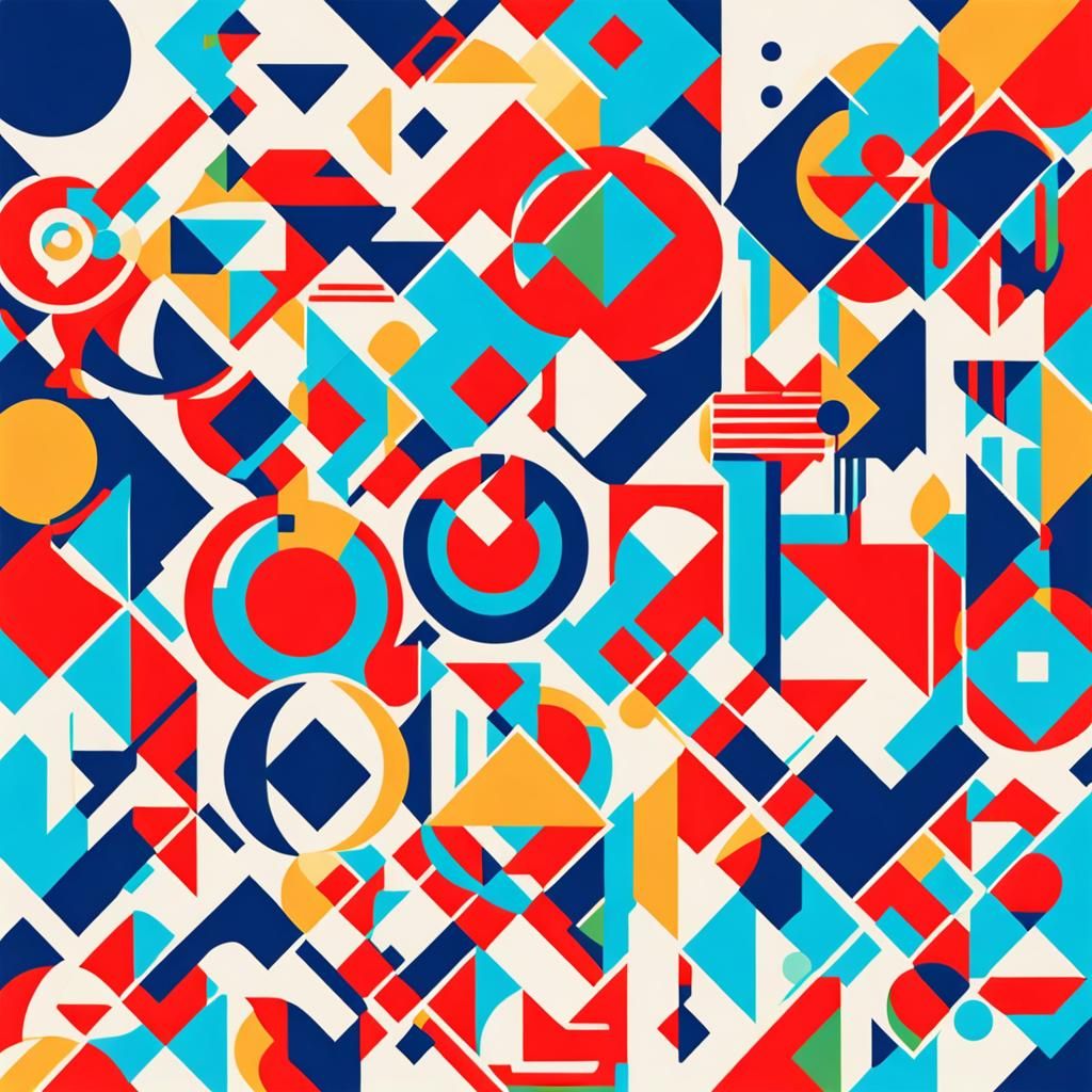 Vibrant Geometrical Artwork with Bauhaus Influence