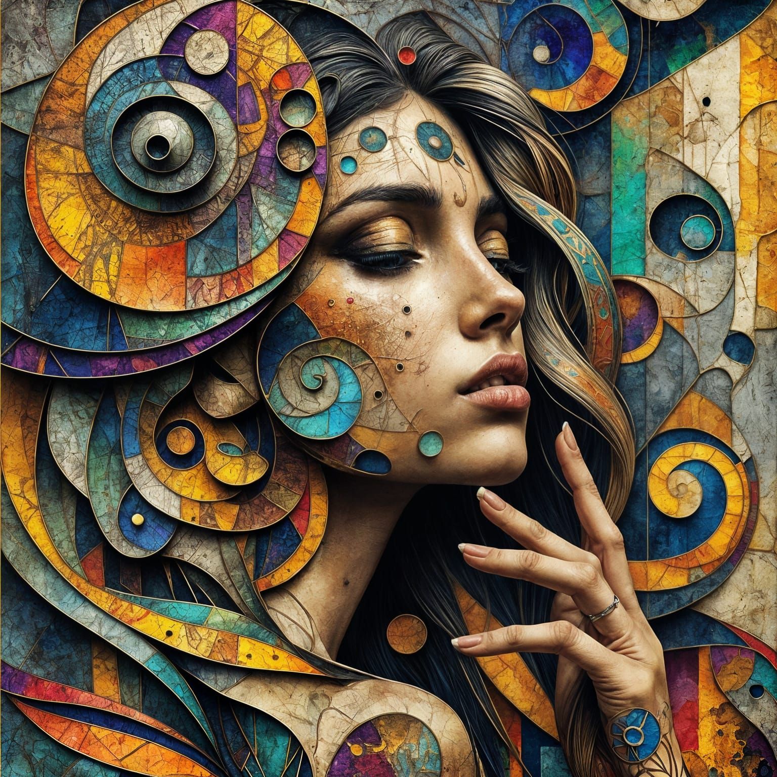 Vivid Woman in Abstract Surrealism