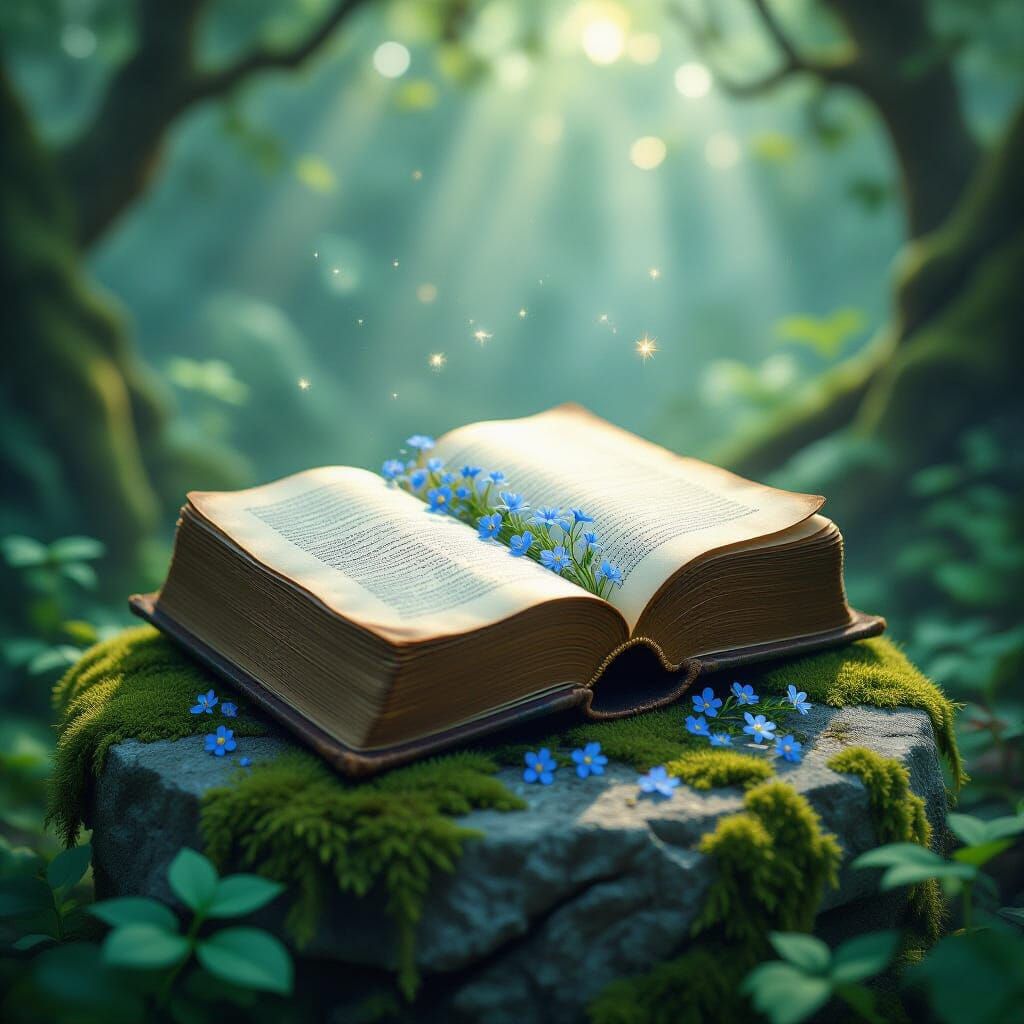 Enchanted Forest Book with Forget-Me-Nots