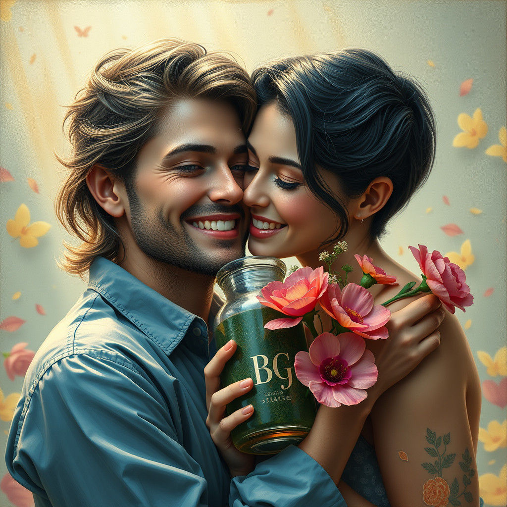 Hyperrealistic Persian Woman Kissing Italian Lover