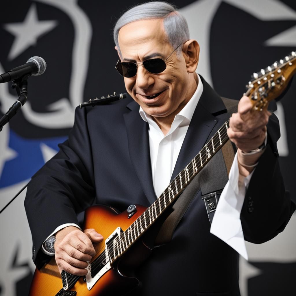 Benjamin Netanyahu Reimagined as Rock Star
