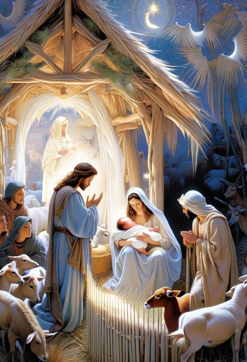 Nativity Scene: Mary, Joseph, and Baby Jesus