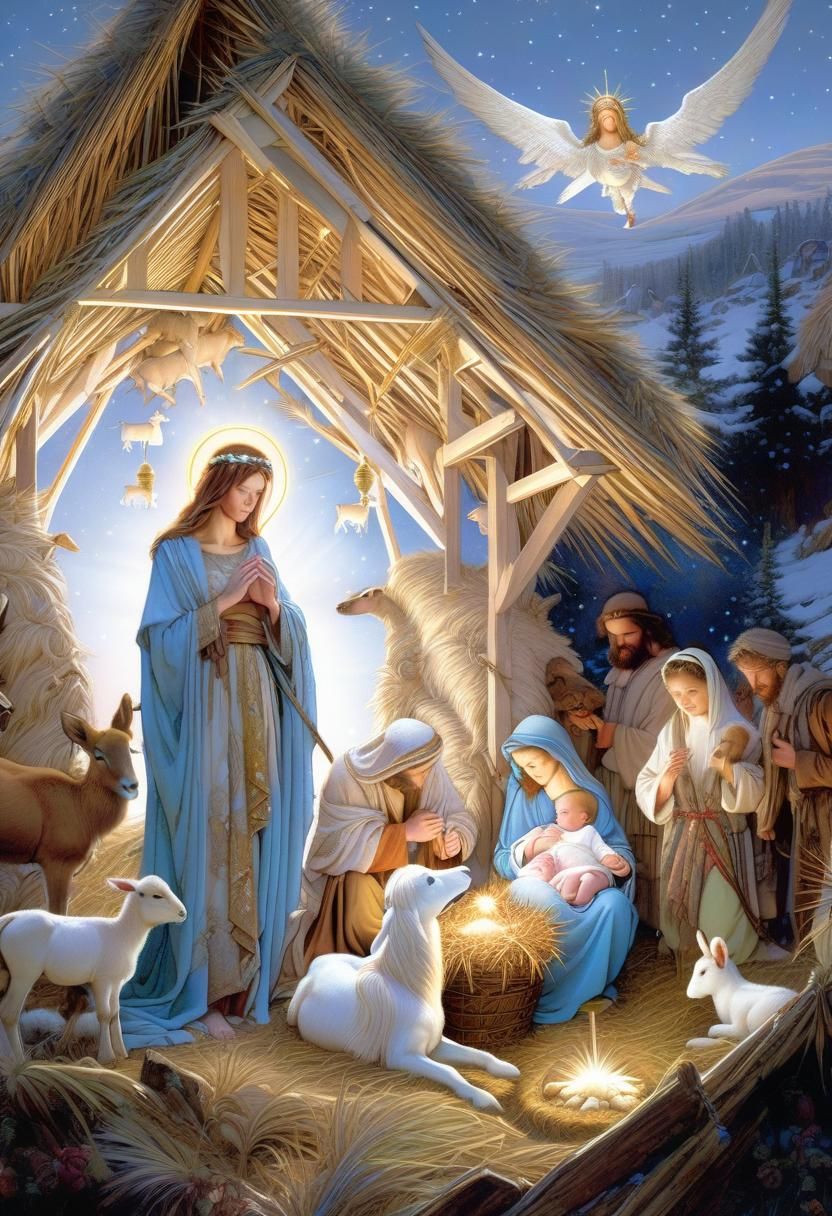 Nativity Scene with Mary, Joseph, and Jesus