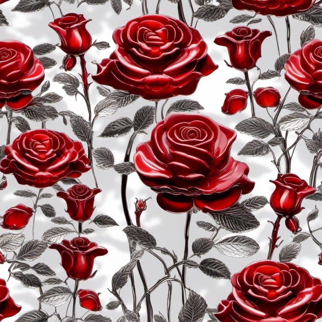 Waterford Style Red Glass Rose