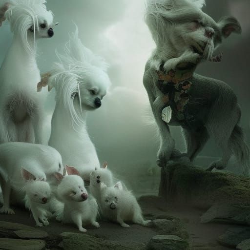 Gorgeous Albino Chihuahua Digital Matte Painting