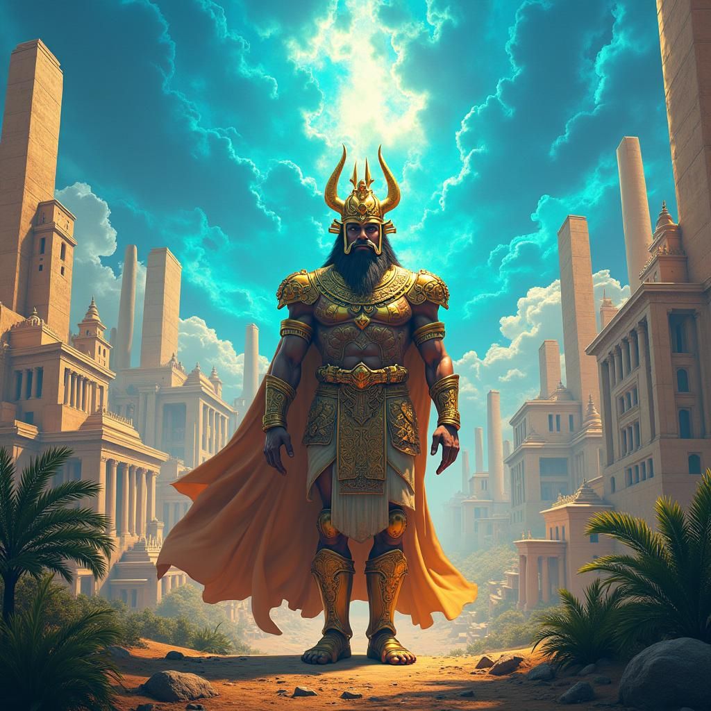 King Nebuchadnezzar in a Fantastical Metropolis
