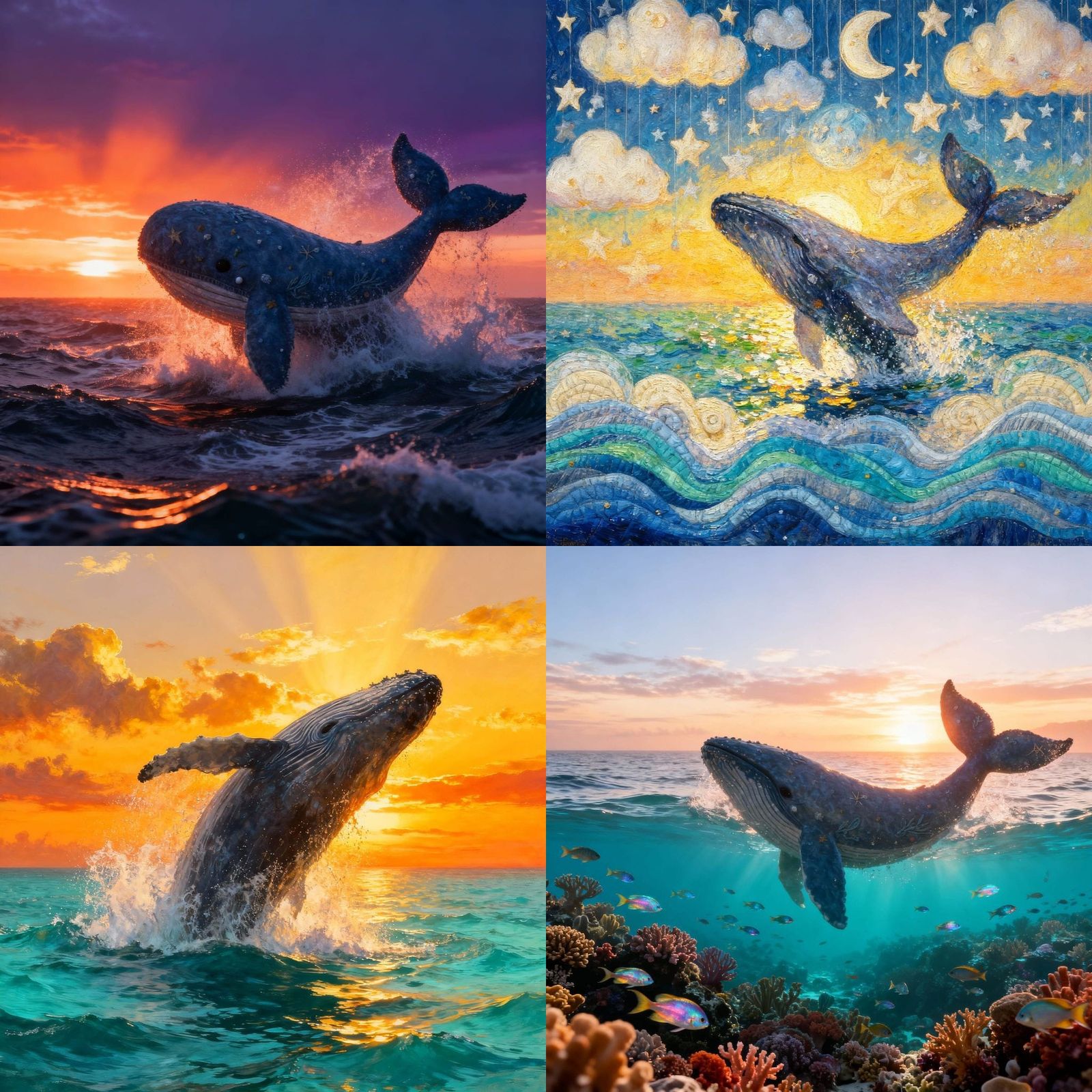 Majestic Whale in a Serene Sea Scape
