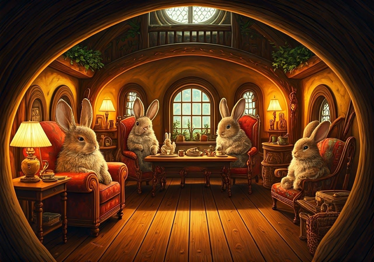 Whimsical Rabbit Burrow in Hobbit Style