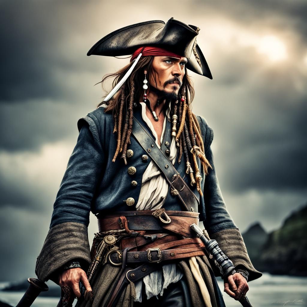 Hyperrealistic Captain Jack Sparrow as Highlander Warrior