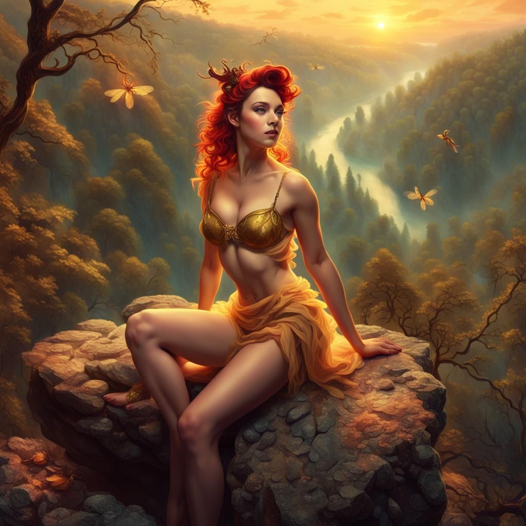 Pin-Up Nymph in Forest: Cinematic Digital Painting