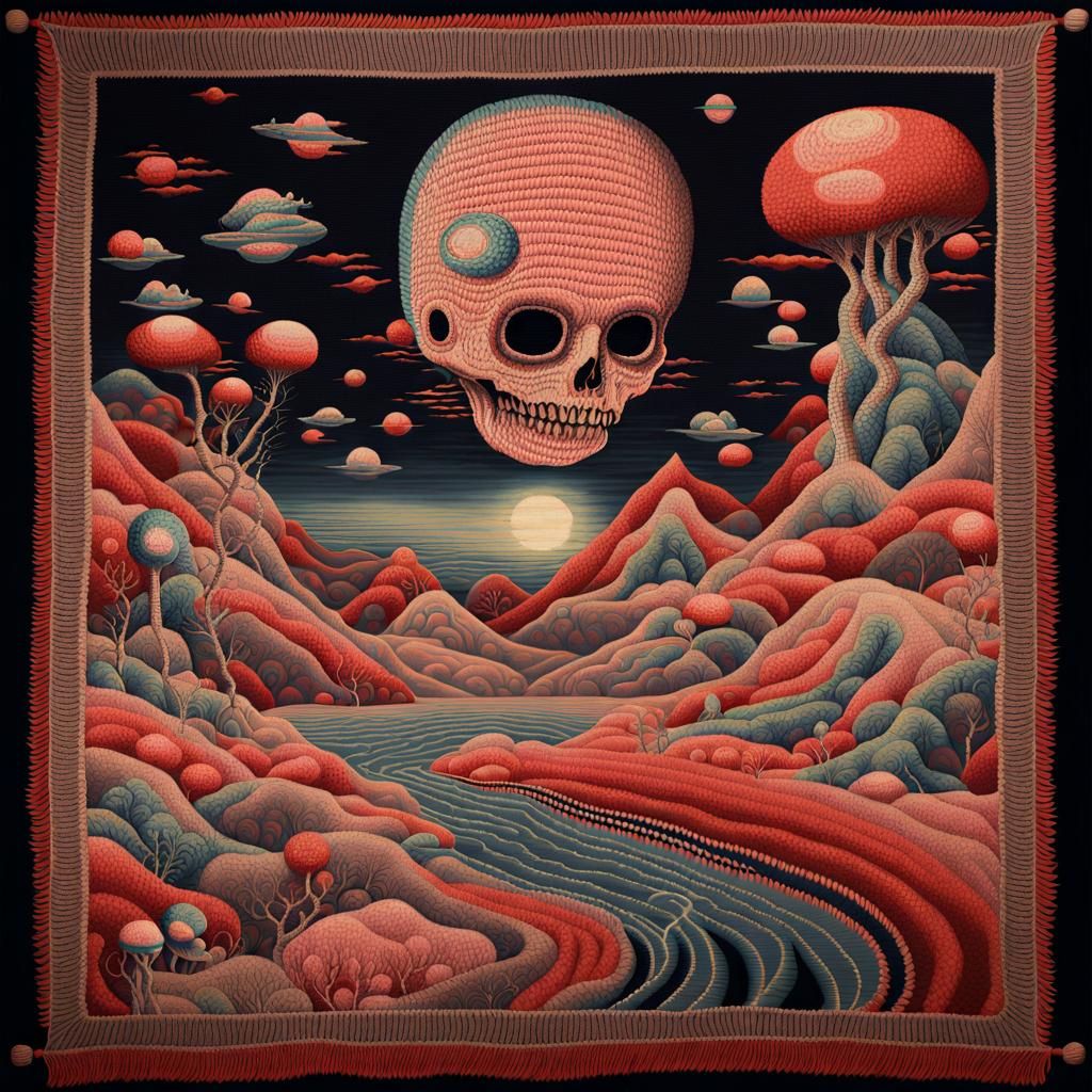 Surreal Creepy Tapestry: Distorted Miasmic World