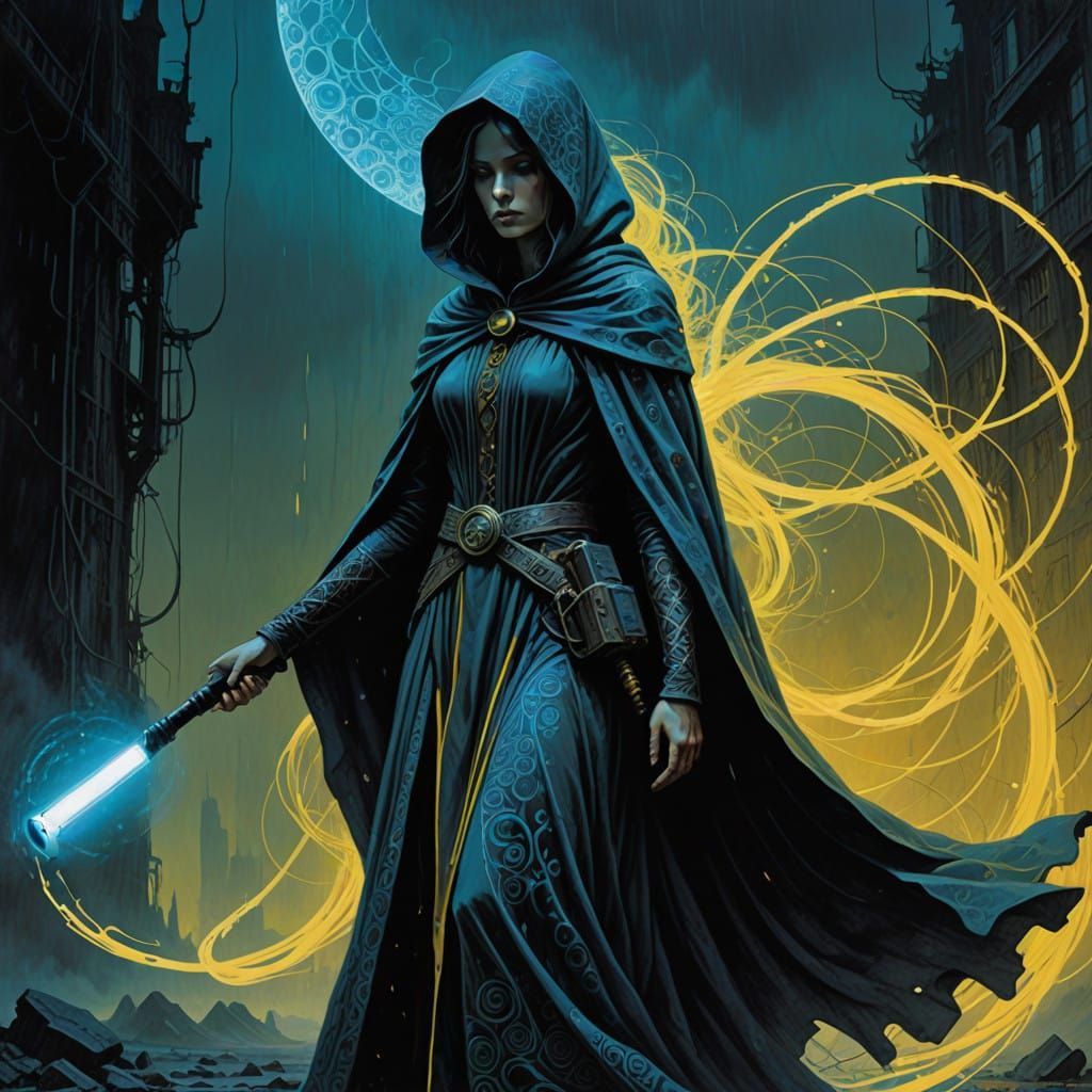 Surreal Cyberpunk Goddess Sucks in Dark Souls with Glowing V...