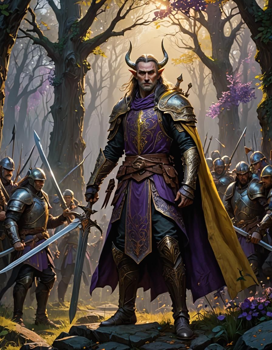 Elvish Warlord Leading Troops into Battle