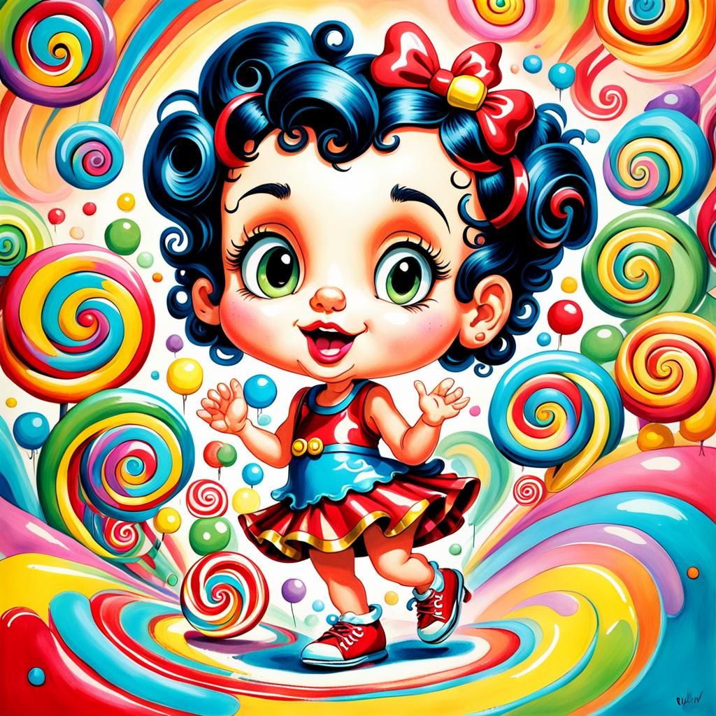Baby Betty Boop in Gouache Candyland