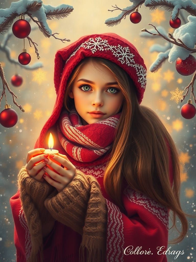 Winter Wonderland Portrait in Whimsical Watercolor