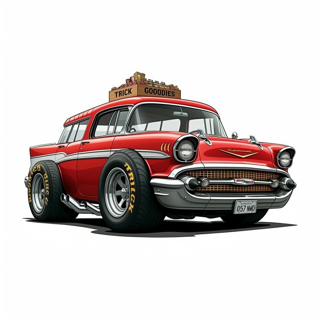 Surreal Hot Rod Nomad Station Wagon with Exaggerated Details