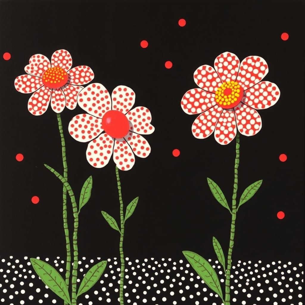 Cosmic Blooms: Interconnected Dots in Vibrant Colors