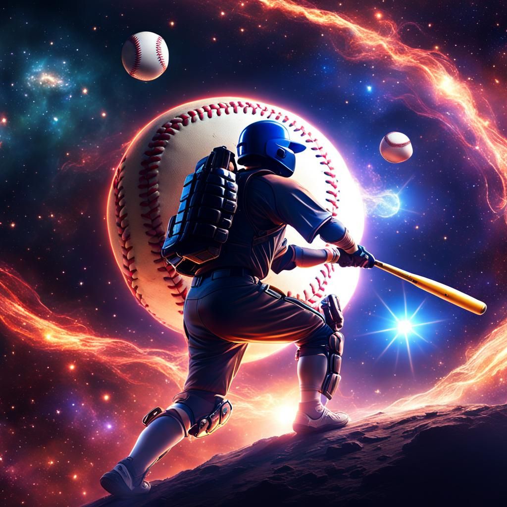 Galactic Baseball Game with Nebulae and Stars