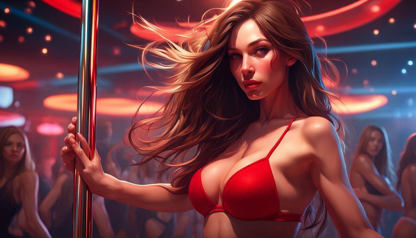 Nightclub Pole Dancer in Hyperdetailed Lighting