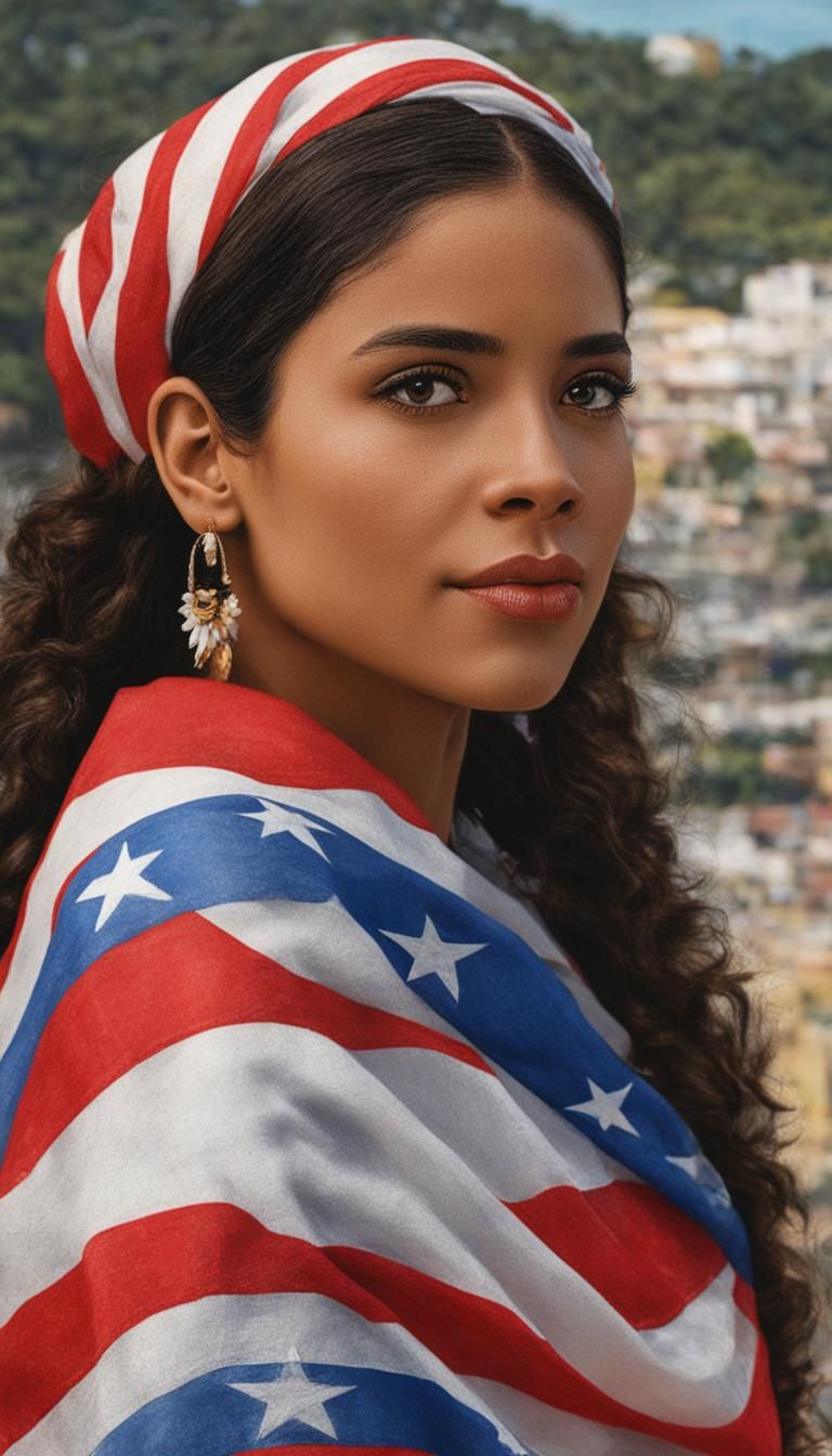 Realistic Portrait of a Beautiful Puerto Rican Woman