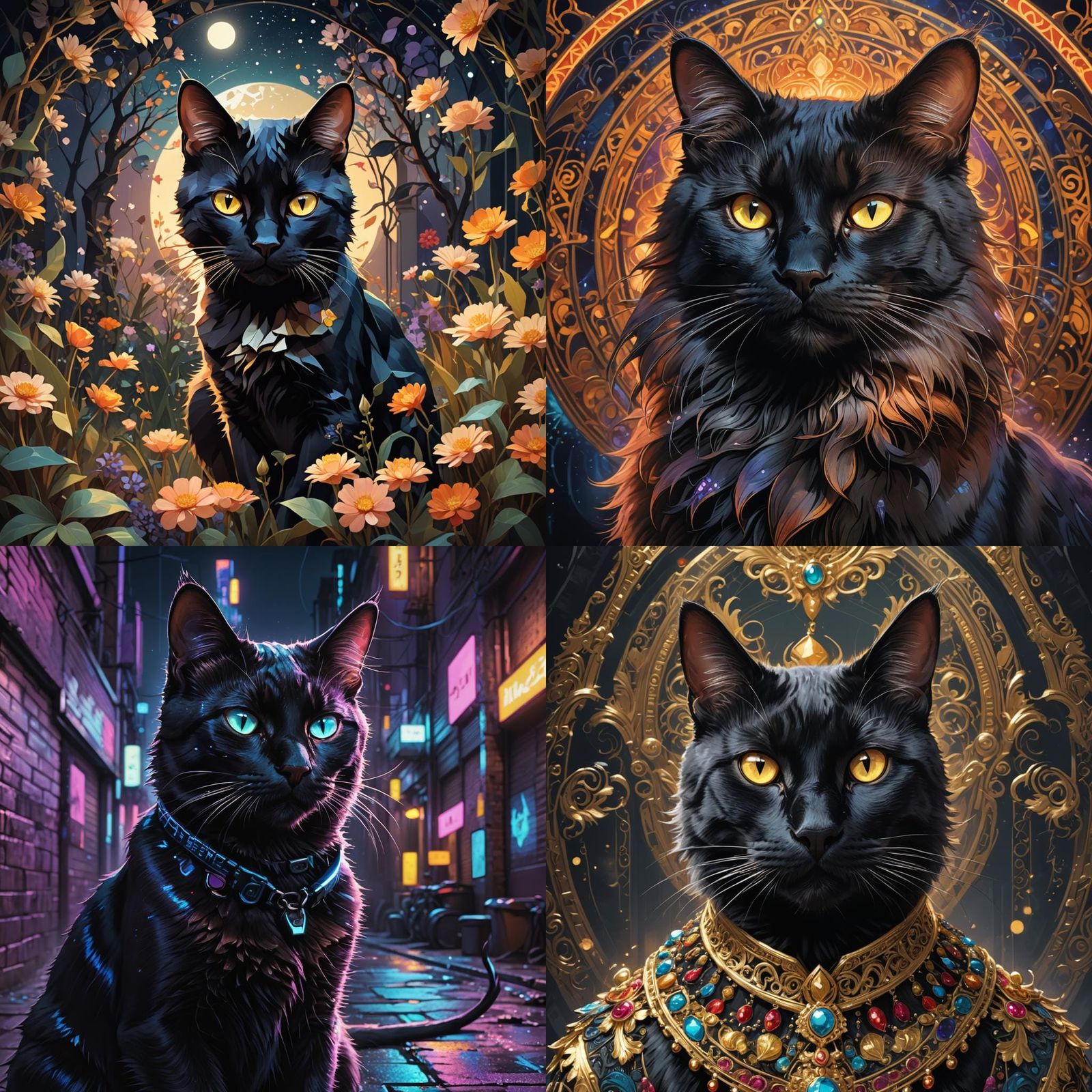 Hyperdetailed Portrait of a Black Cat in Digital Art