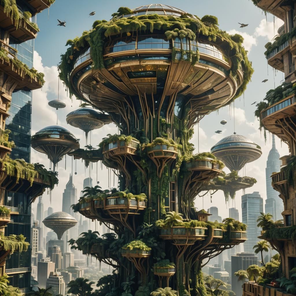 Exotic Babylon-Inspired Treehouse with UFO