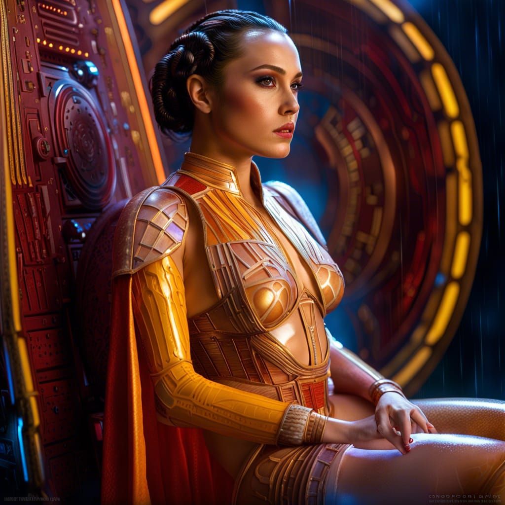 Padmé Amidala in Wet Bikini: Hyperrealistic Concept Art