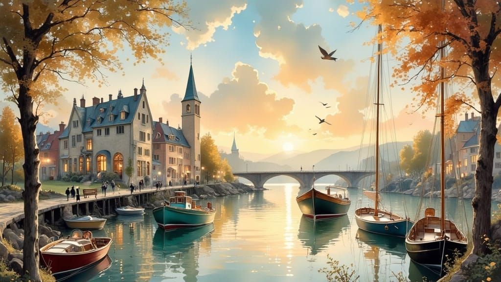 Harbor Art Show: Art Nouveau Watercolor Painting